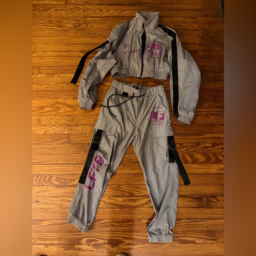 🆕 LF The Brand cropped windbreaker and cargo jogger pants set